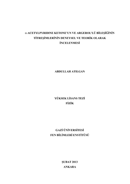 Α-Acetylpyridine Ketone'un Ve Argerol'lü Bileşiğinin