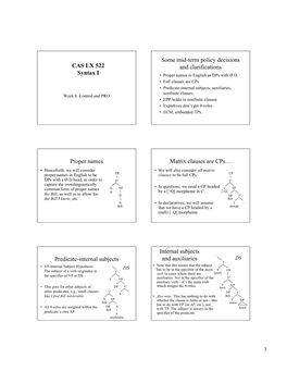 Predicate-Internal Subjects, Auxiliaries, Nonfinite Clauses