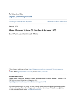 Maine Alumnus, Volume 56, Number 4, Summer 1975