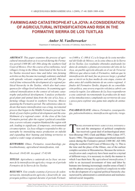 Farming and Catastrophe at La Joya: a Consideration of Agricultural Intensification and Risk in the Formative Sierra De Los Tuxtlas