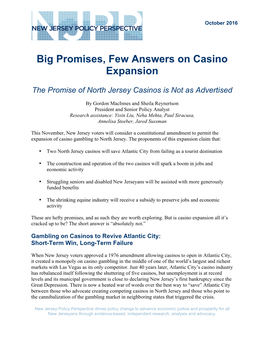 Big Promises, Few Answers on Casino Expansion