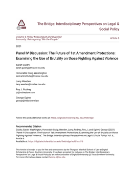 The Future of 1St Amendment Protections: Examining the Use of Brutality on Those Fighting Against Violence