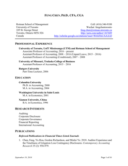 Feng Chen's CV