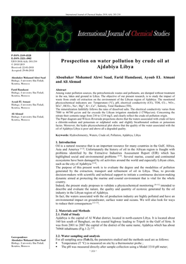 Prospection on Water Pollution by Crude Oil at Ajdabiya Libya