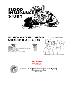 MULTNOMAH COUNTY, OREGON and INCORPORATED AREAS Federal Emergency Management Agency
