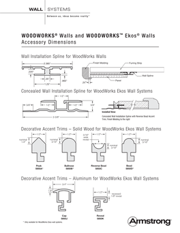 Woodworks® Walls and Woodworks™ Ekos® Walls Accessory Dimensions