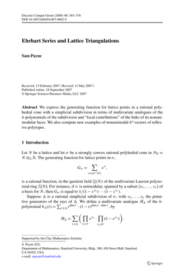 Ehrhart Series and Lattice Triangulations