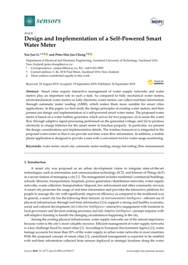 Design and Implementation of a Self-Powered Smart Water Meter