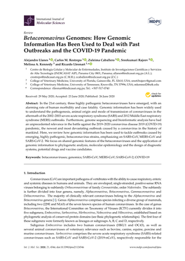 Betacoronavirus Genomes: How Genomic Information Has Been Used to Deal with Past Outbreaks and the COVID-19 Pandemic