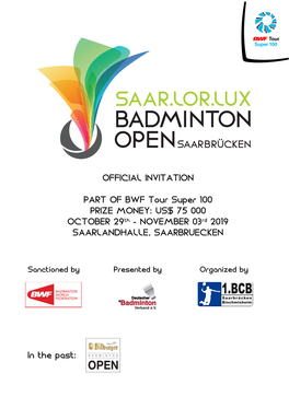 OFFICIAL INVITATION PART of BWF Tour Super 100