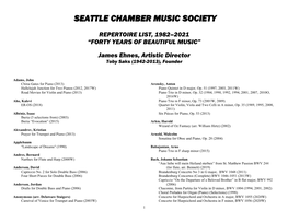 SCMS Repertoire List Through 2021 Winter Festival