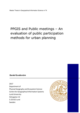 An Evaluation of Public Participation Methods for Urban Planning