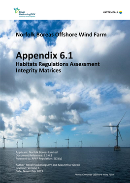 Norfolk Boreas Offshore Wind Farm Appendix 6.1 Habitats Regulations