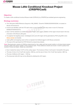 Mouse Ldhb Conditional Knockout Project (CRISPR/Cas9)