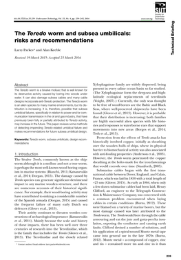 <I>Teredo</I> Worm and Subsea Umbilicals