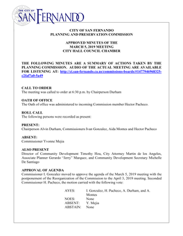 City of San Fernando Planning and Preservation Commission