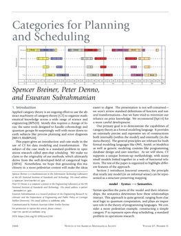 Categories for Planning and Scheduling