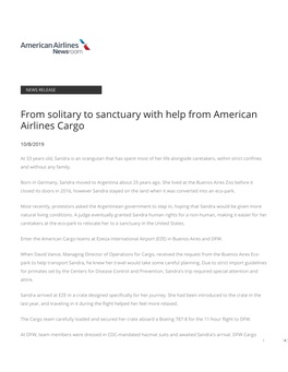 From Solitary to Sanctuary with Help from American Airlines Cargo