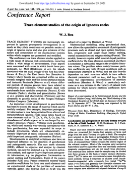 Trace Element Studies of the Origin of Igneous Rocks