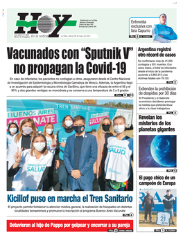 Vacunados Con “Sputnik V” No Propagan La Covid-19