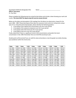 Quantitative Methods (Geography 441) Name: ______SPSS 9: Time Series Dr