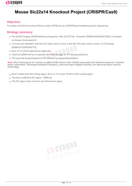 Mouse Slc22a14 Knockout Project (CRISPR/Cas9)