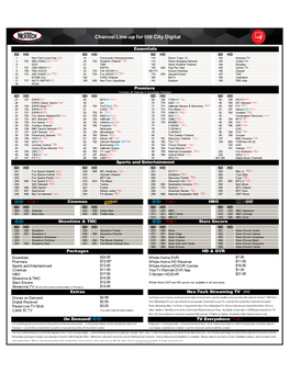 Channel Line-Up for Hill City Digital