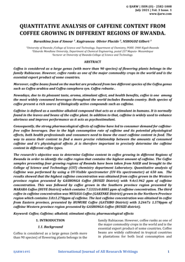 Quantitative Analysis of Caffeine Content from Coffee Growing in Different Regions of Rwanda