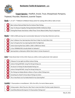 Backwater Tackle & Equipment 1/20 Target Species – Redfish, Snook