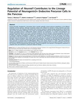 Regulation of Neurod1 Contributes to the Lineage Potential of Neurogenin3+ Endocrine Precursor Cells in the Pancreas