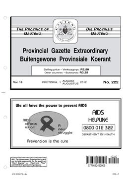 Provincial Gazette Extraordinary Buitengewone Provinsiale Koerant