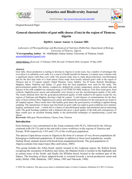 Genetics and Biodiversity Journal