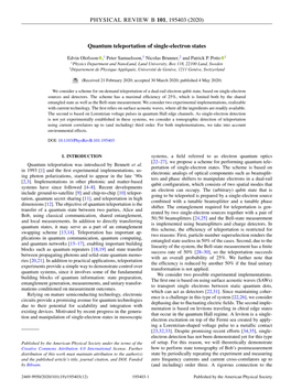 Quantum Teleportation of Single-Electron States