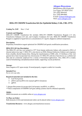 Altogen Transfection Protocol