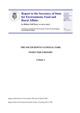 Report to the Secretary of State for Environment, Food and Rural Affairs
