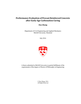 Performance Evaluation of Precast Reinforced Concrete After Early-Age Carbonation Curing