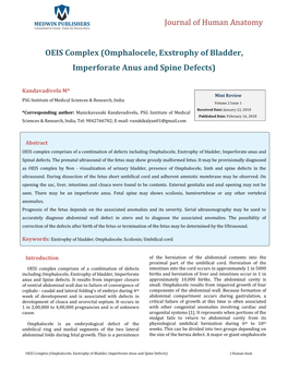 OEIS Complex (Omphalocele, Exstrophy of Bladder, Imperforate Anus and Spine Defects)