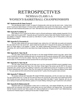 Women's Championship Retrospectives