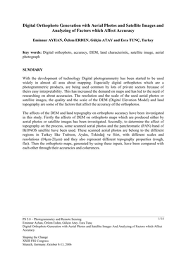 Digital Orthophoto Generation with Aerial Photos and Satellite Images and Analyzing of Factors Which Affect Accuracy