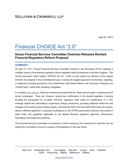 Financial CHOICE Act “2.0”