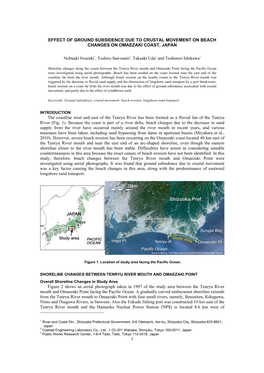 1 EFFECT of GROUND SUBSIDENCE DUE to CRUSTAL MOVEMENT on BEACH CHANGES on OMAEZAKI COAST, JAPAN Nobuaki Iwazaki1, Toshiro San-Na