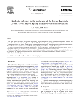 Kaolinitic Paleosols in the South West of the Iberian Peninsula (Sierra Morena Region, Spain)