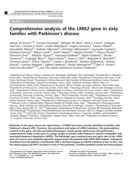 Comprehensive Analysis of the LRRK2 Gene in Sixty Families with Parkinson’S Disease