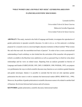 Gender Polarization in (Pseudo) Scientific Discourse