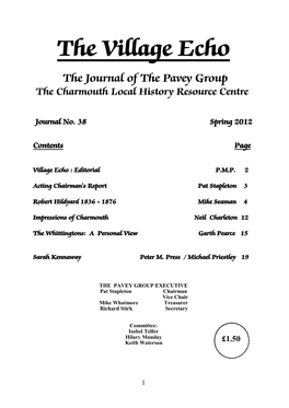 The Village Echo the Journal of the Pavey Group the Charmouth Local History Resource Centre