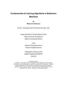 Fundamentals of Learning Algorithms in Boltzmann Machines