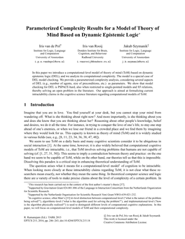 Parameterized Complexity Results for a Model of Theory of Mind Based on Dynamic Epistemic Logic∗