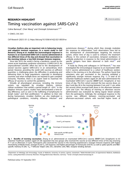 Timing Vaccination Against SARS-Cov-2 ✉ Coline Barnoud1, Chen Wang1 and Christoph Scheiermann1,2