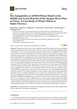 The Adaptability of APSIM-Wheat Model in the Middle and Lower Reaches of the Yangtze River Plain of China: a Case Study of Winter Wheat in Hubei Province