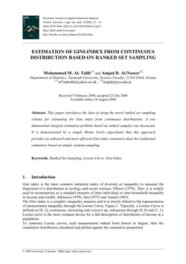 Estimation of Gini-Index from Continuous Distribution Based on Ranked Set Sampling